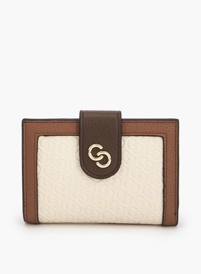 سيليست Monogram Embossed Wallet with Snap Button Closure